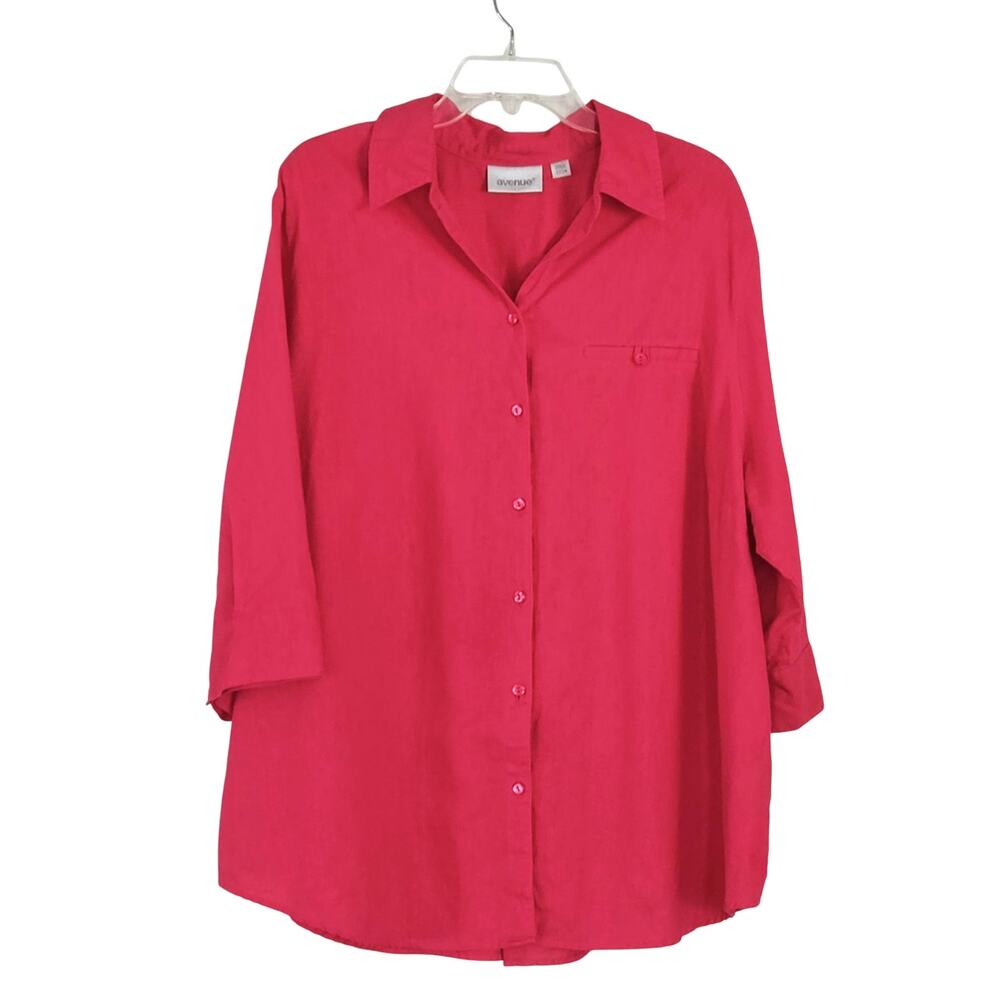22/24 Classic Button-Front Women's Shirt - Hot Pink